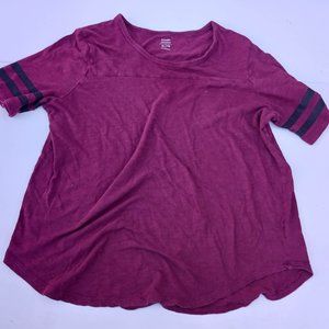 Old Navy Size XL Red Black Stripe Short Sleeve Shirt